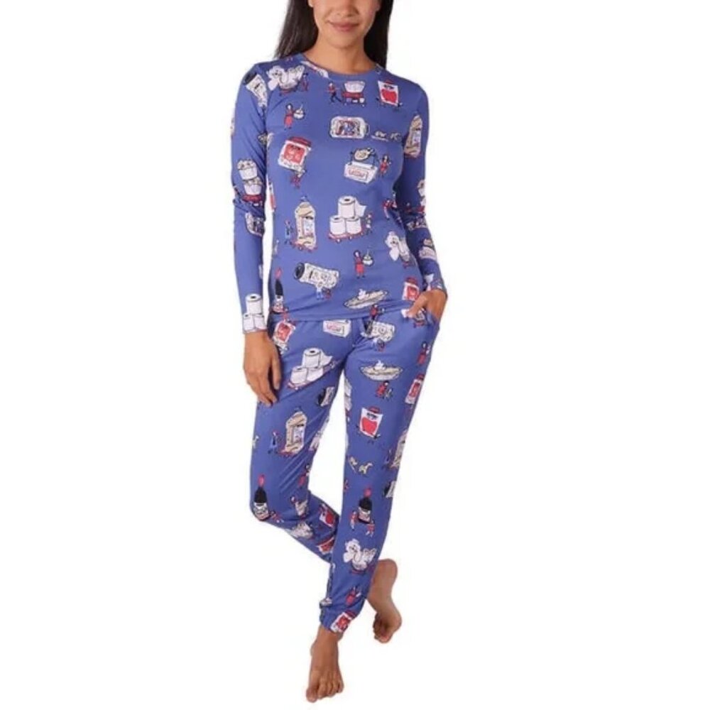 Munki Munki Perfect Pajamas PJs Funny Costco Theme Blue XXL 3 Piece Jogger